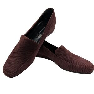 Bruno Magli‎ Maroon Corduroy Embossed Loafers  Made in Italy Slip On Size 9.5
